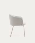 Idaira chair in thick beige chenille and steel legs in a beige finish
