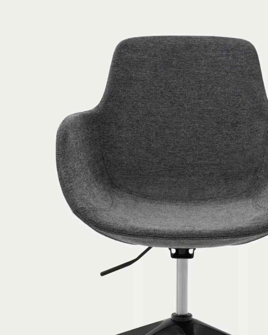 Tissiana Desk Chair in dark grey and aluminium with black finish
