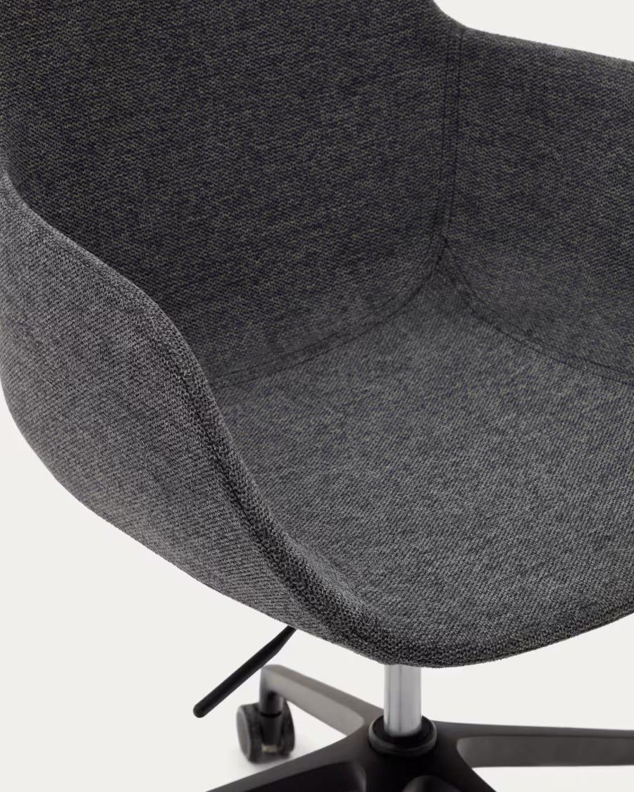 Tissiana Desk Chair in dark grey and aluminium with black finish