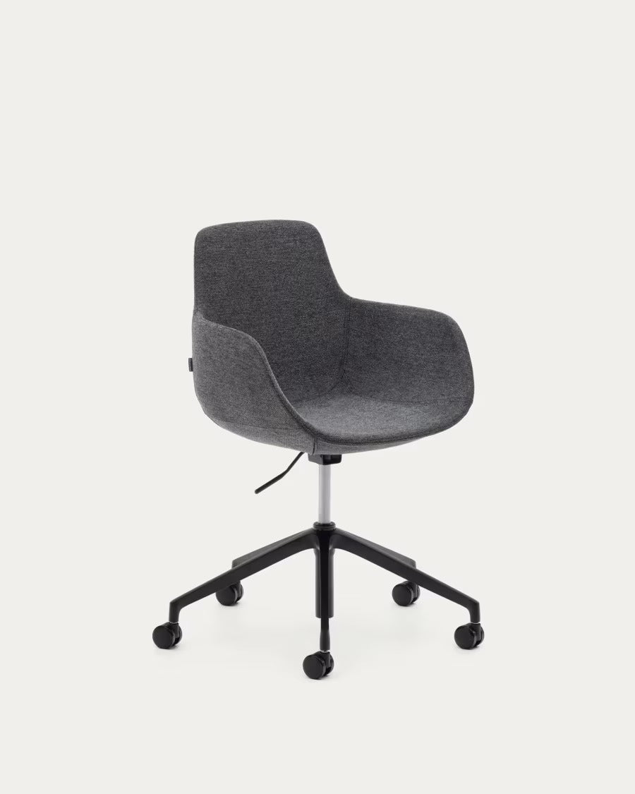 Tissiana Desk Chair in dark grey and aluminium with black finish