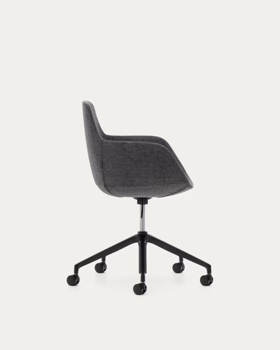 Tissiana Desk Chair in dark grey and aluminium with black finish