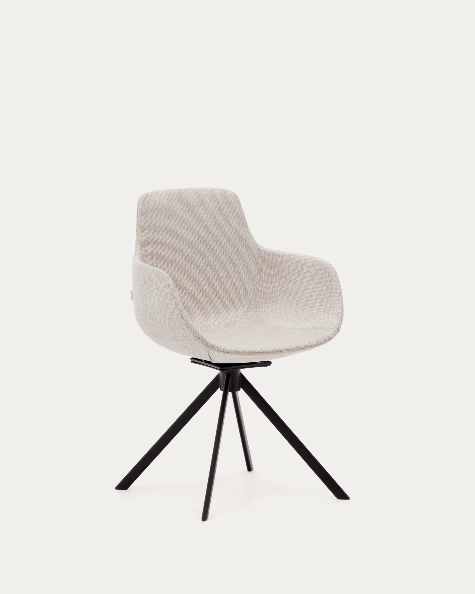 Tissiana Self-Centring Swivel Chair in Beige Chenille