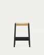 Yalia Stool in solid oak wood in a black finish and rope cord, height 65cm