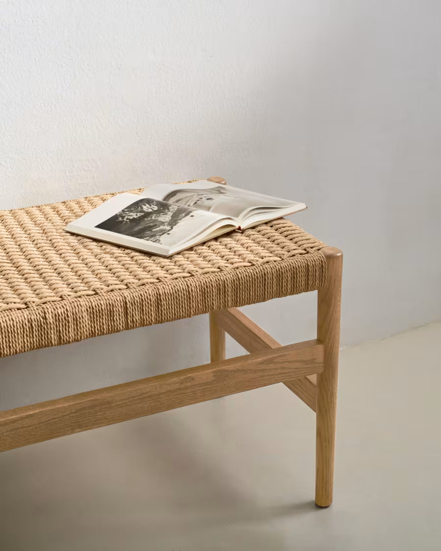 Zaide bench made of solid oak wood in a natural finish 120 cm