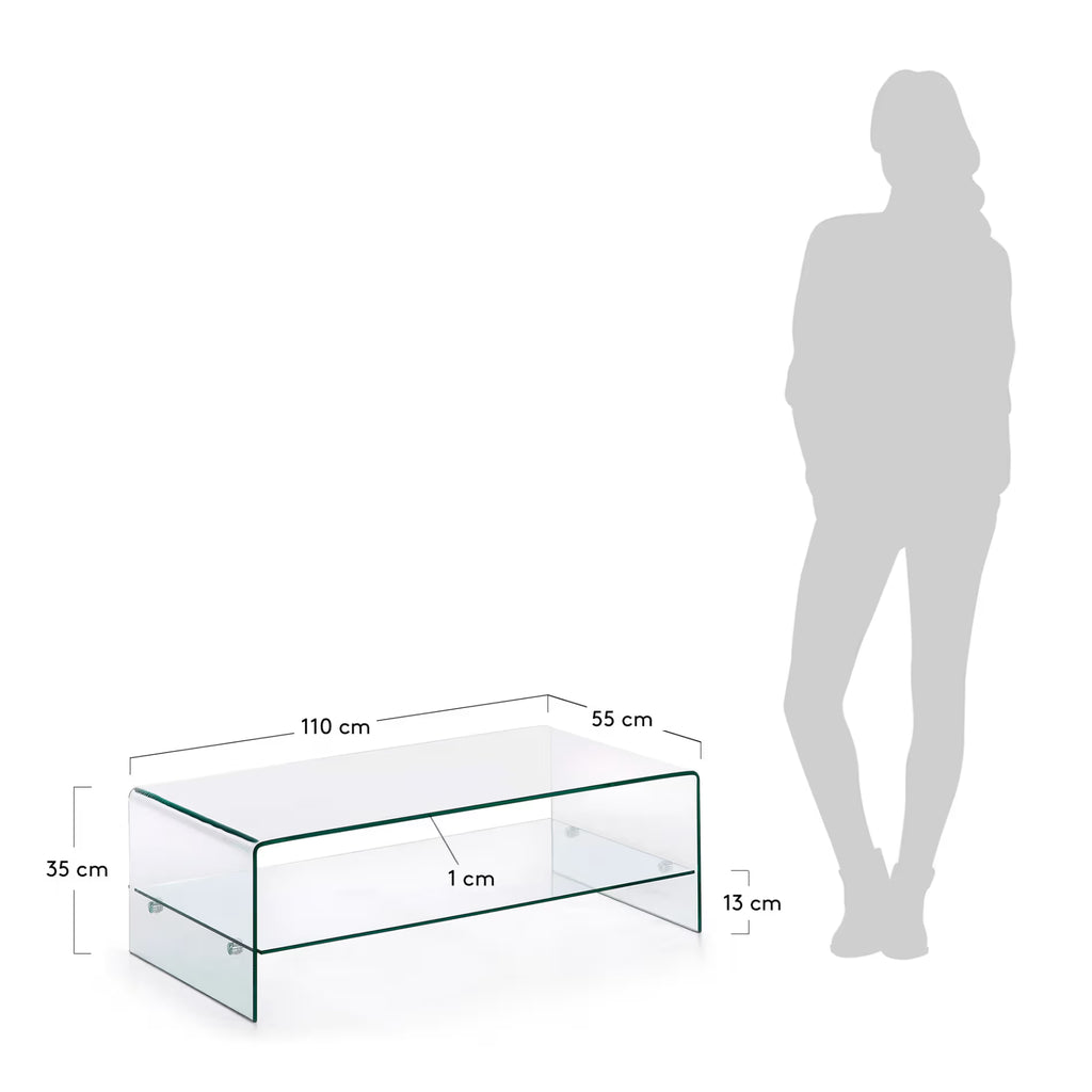 Burano glass coffee table 110 x 55 cm.