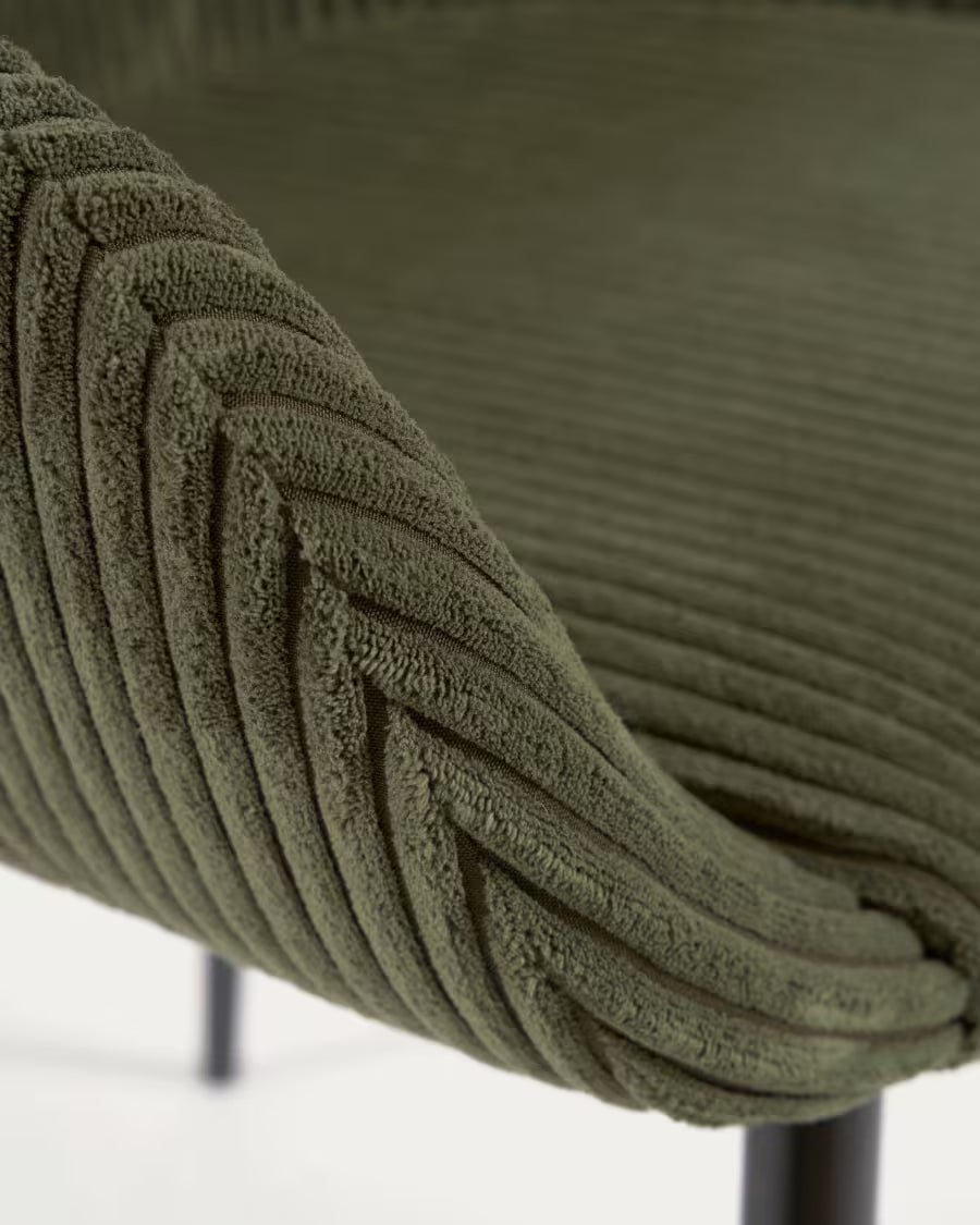 Konna Chair in Dark Green Wide Seam Corduroy.