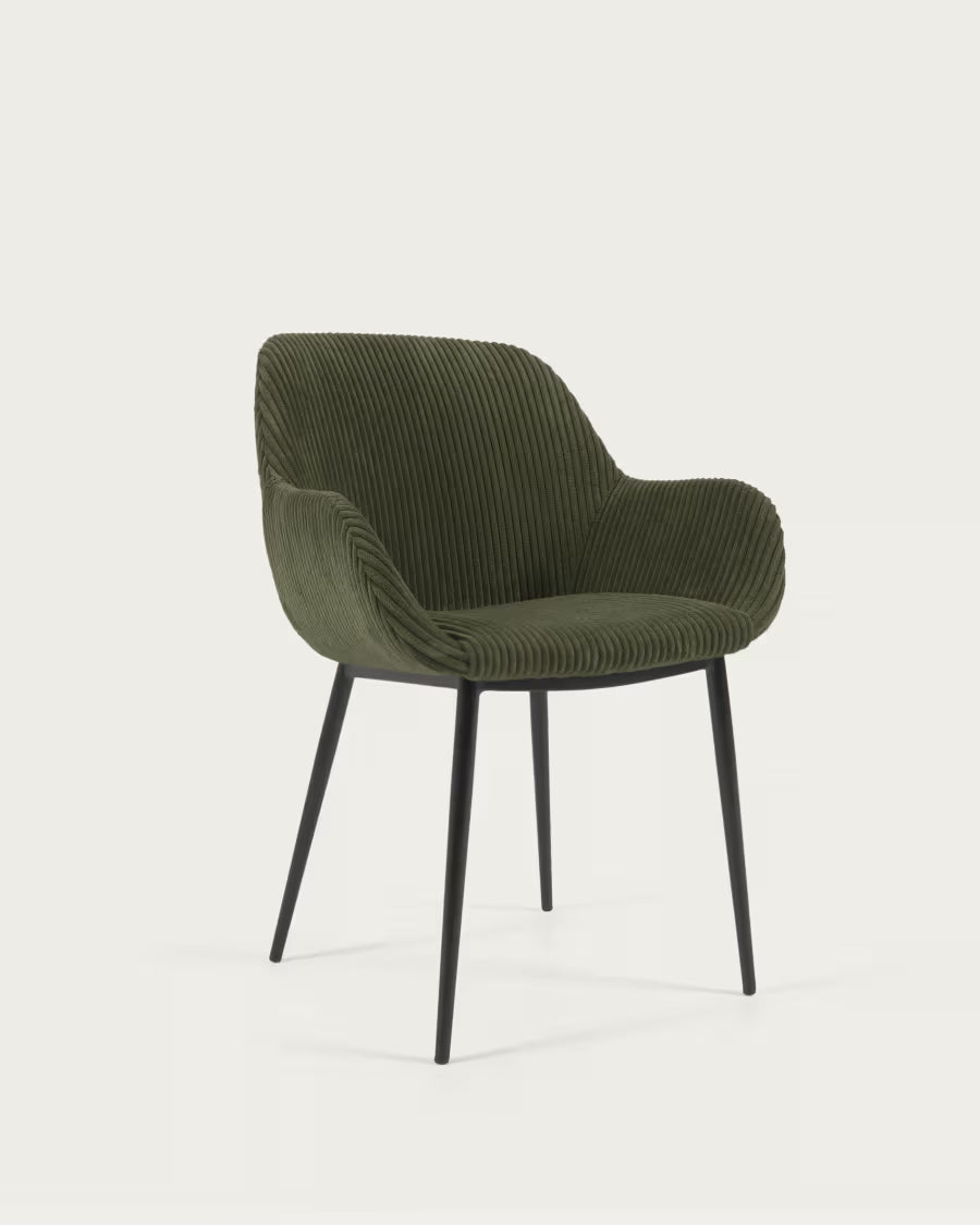 Konna Chair in Dark Green Wide Seam Corduroy.