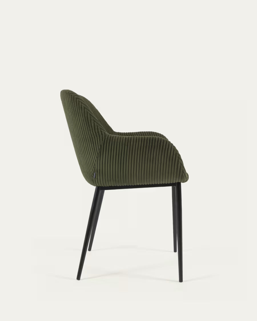 Konna Chair in Dark Green Wide Seam Corduroy.