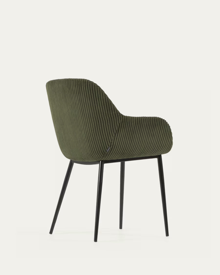 Konna Chair in Dark Green Wide Seam Corduroy.