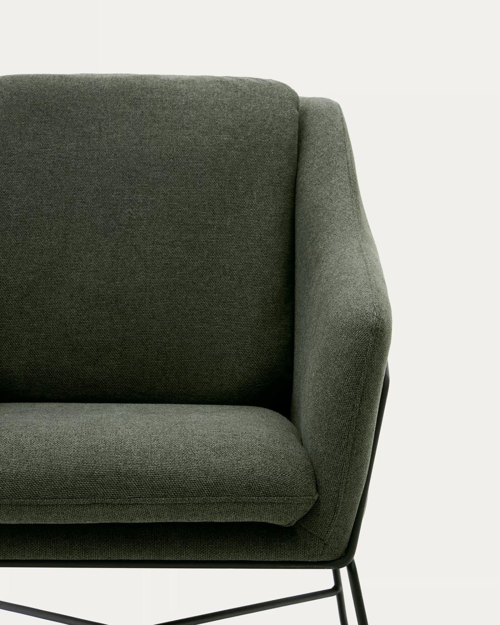 Brida Armchair in Green and Steel Legs