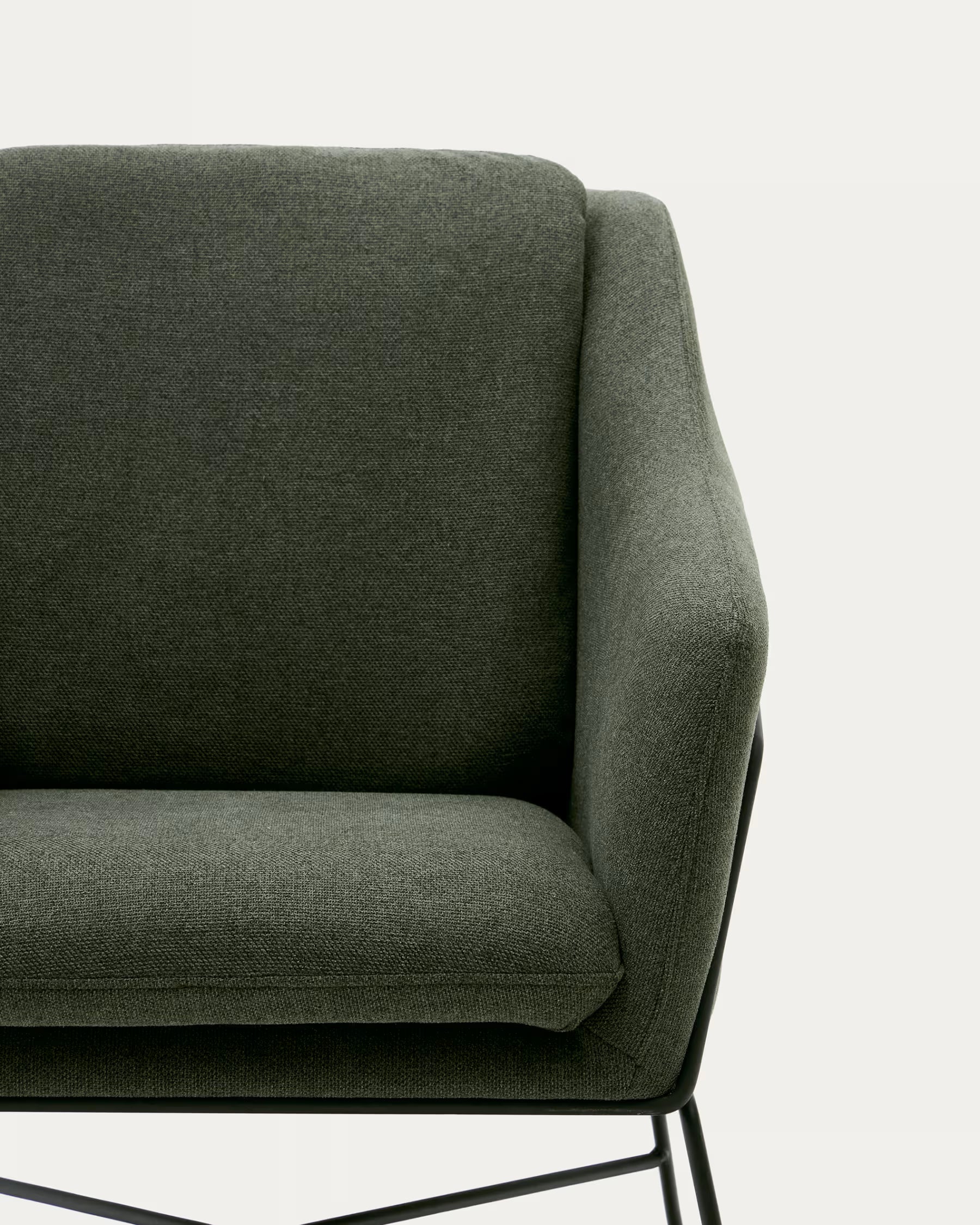 Brida Armchair in Green and Steel Legs