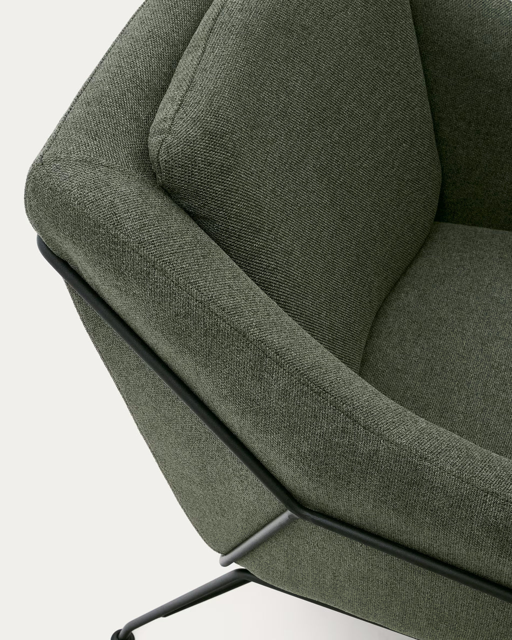 Brida Armchair in Green and Steel Legs