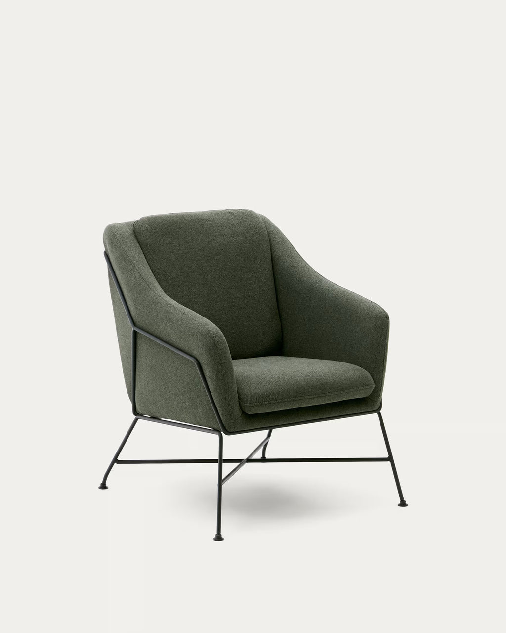 Brida Armchair in Green and Steel Legs