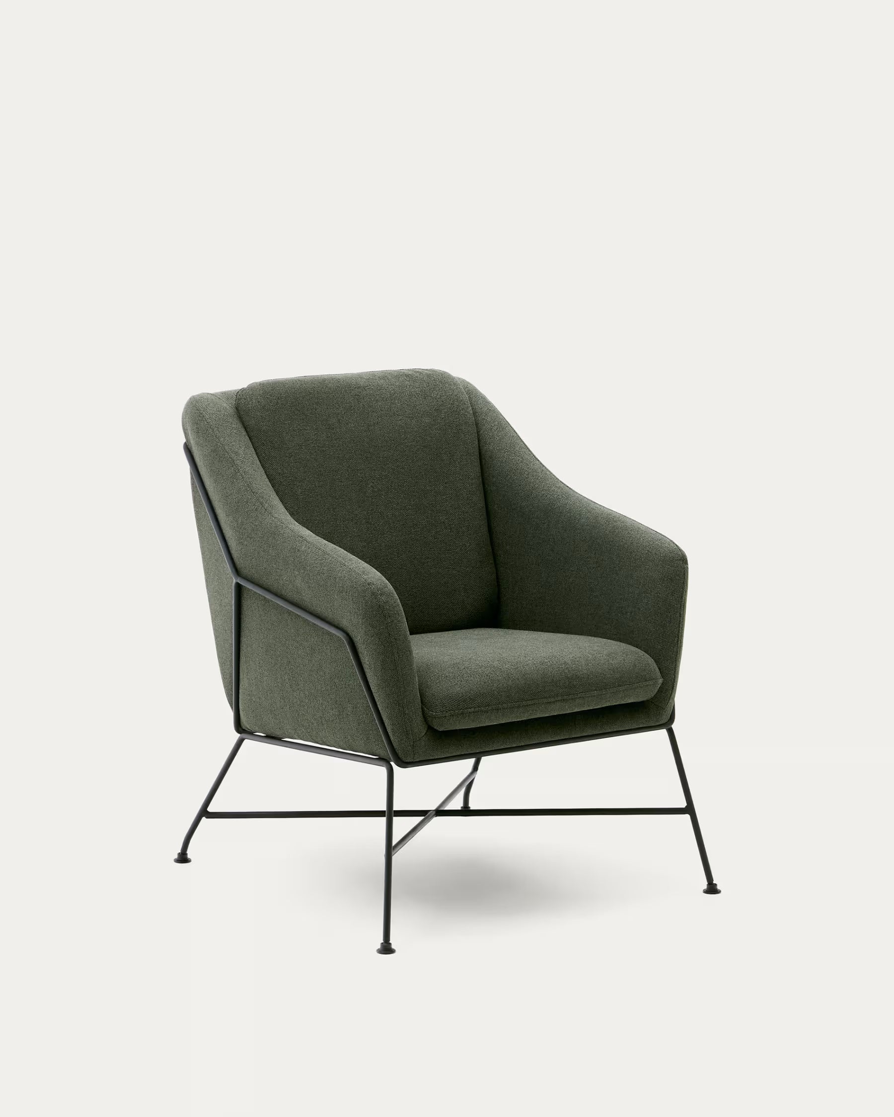 Brida Armchair in Green and Steel Legs