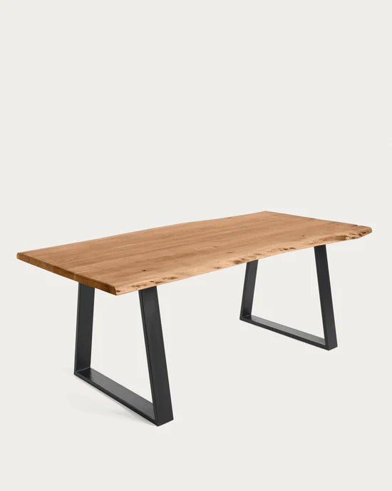 Alaia Table in Solid Acacia Wood with Natural Finish, 220 x 100 cm