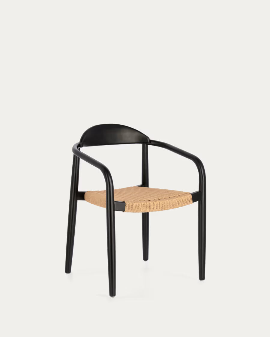 Nina Stackable Chair in Black Finish.