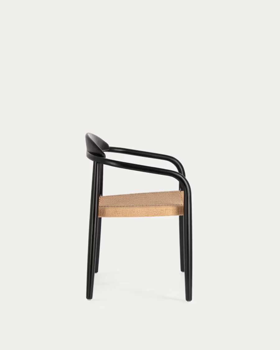 Nina Stackable Chair in Black Finish.