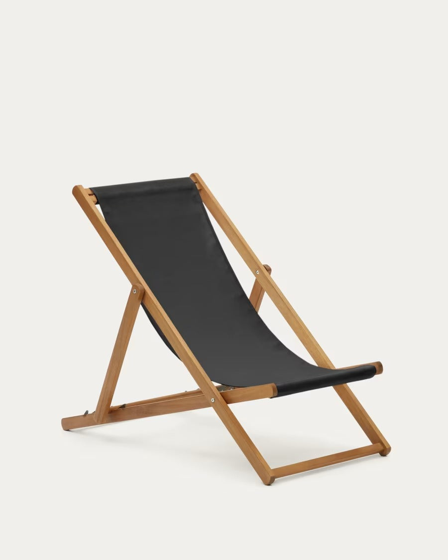 Adredna Folding Outdoor Deck Chair in black