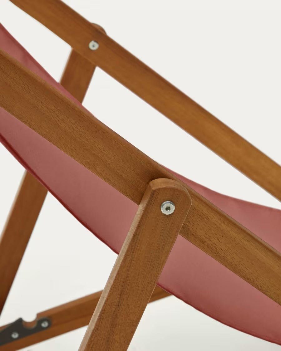 Adredna Outdoor Deck Chair in terracotta with solid acacia