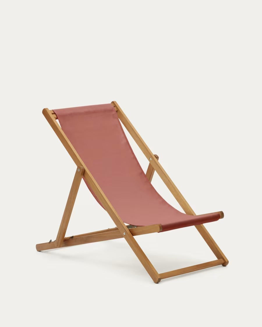 Adredna Outdoor Deck Chair in terracotta with solid acacia