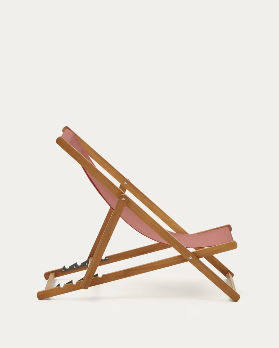 Adredna Outdoor Deck Chair in terracotta with solid acacia