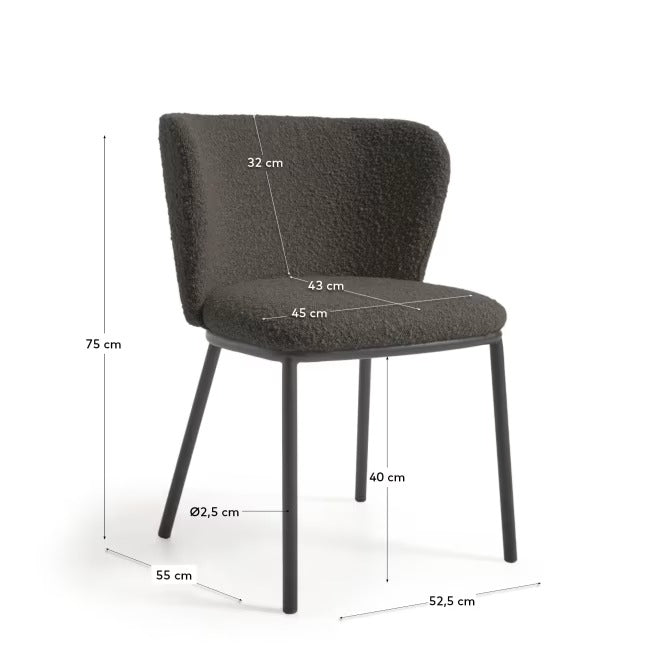 Ciselia Chair with Black Bouclé