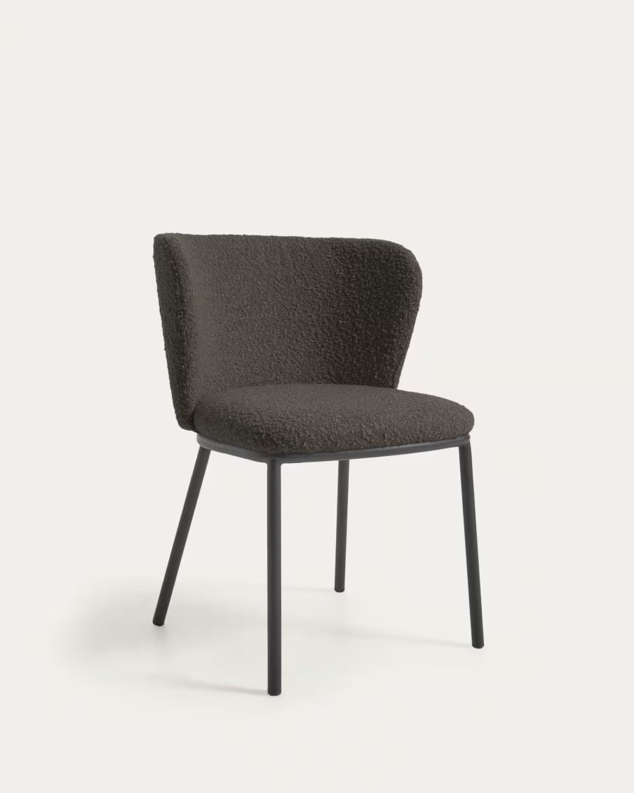 Ciselia Chair with Black Bouclé