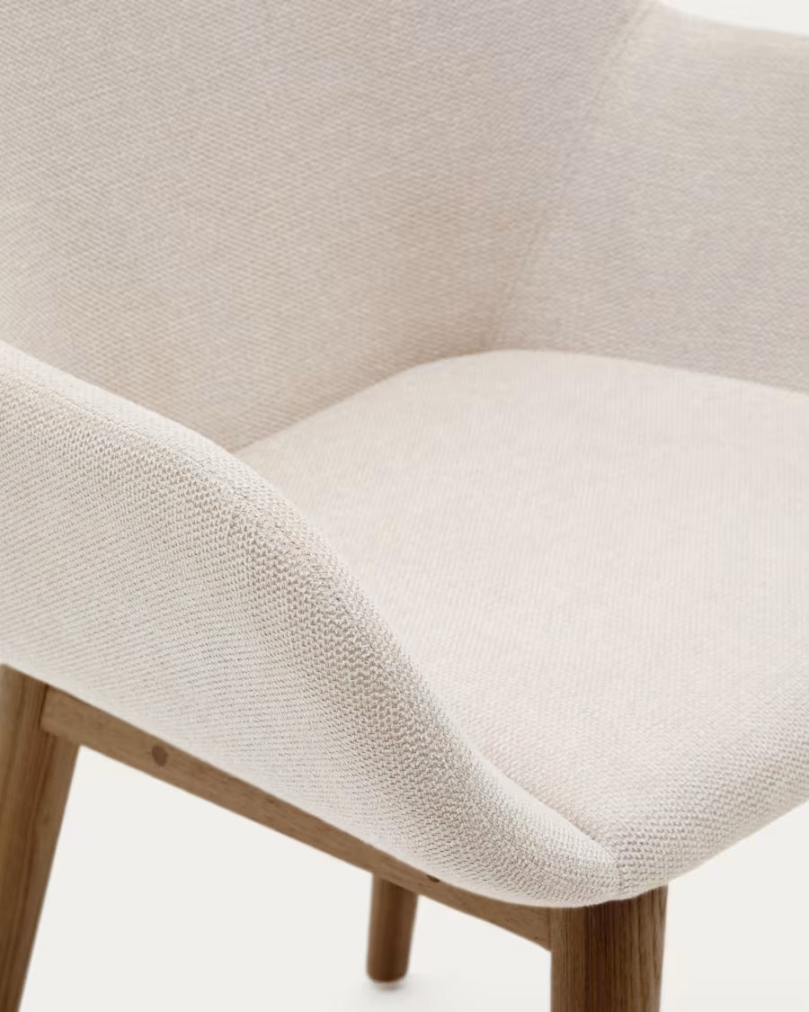 Konna Chair in Beige With Solid Ash Wood Legs