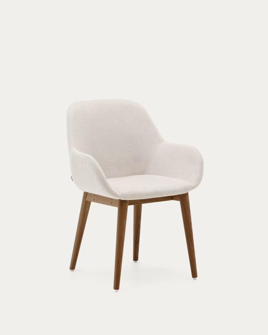 Konna Chair in Beige With Solid Ash Wood Legs