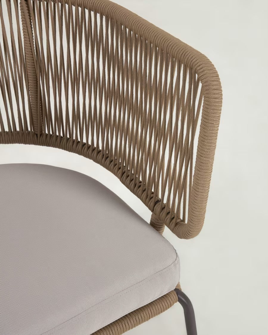 Nadin Armchair in beige cord with galvanised steel