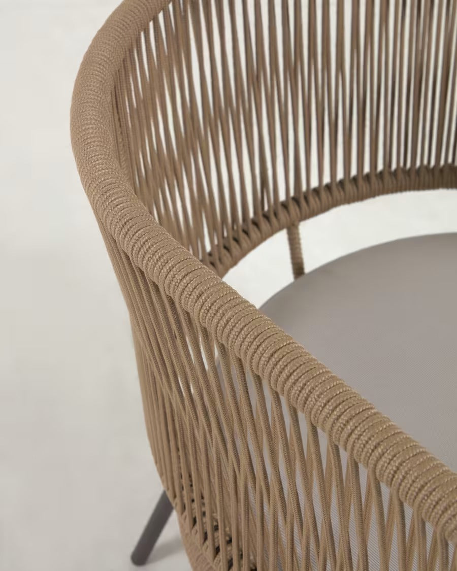 Nadin Armchair in beige cord with galvanised steel