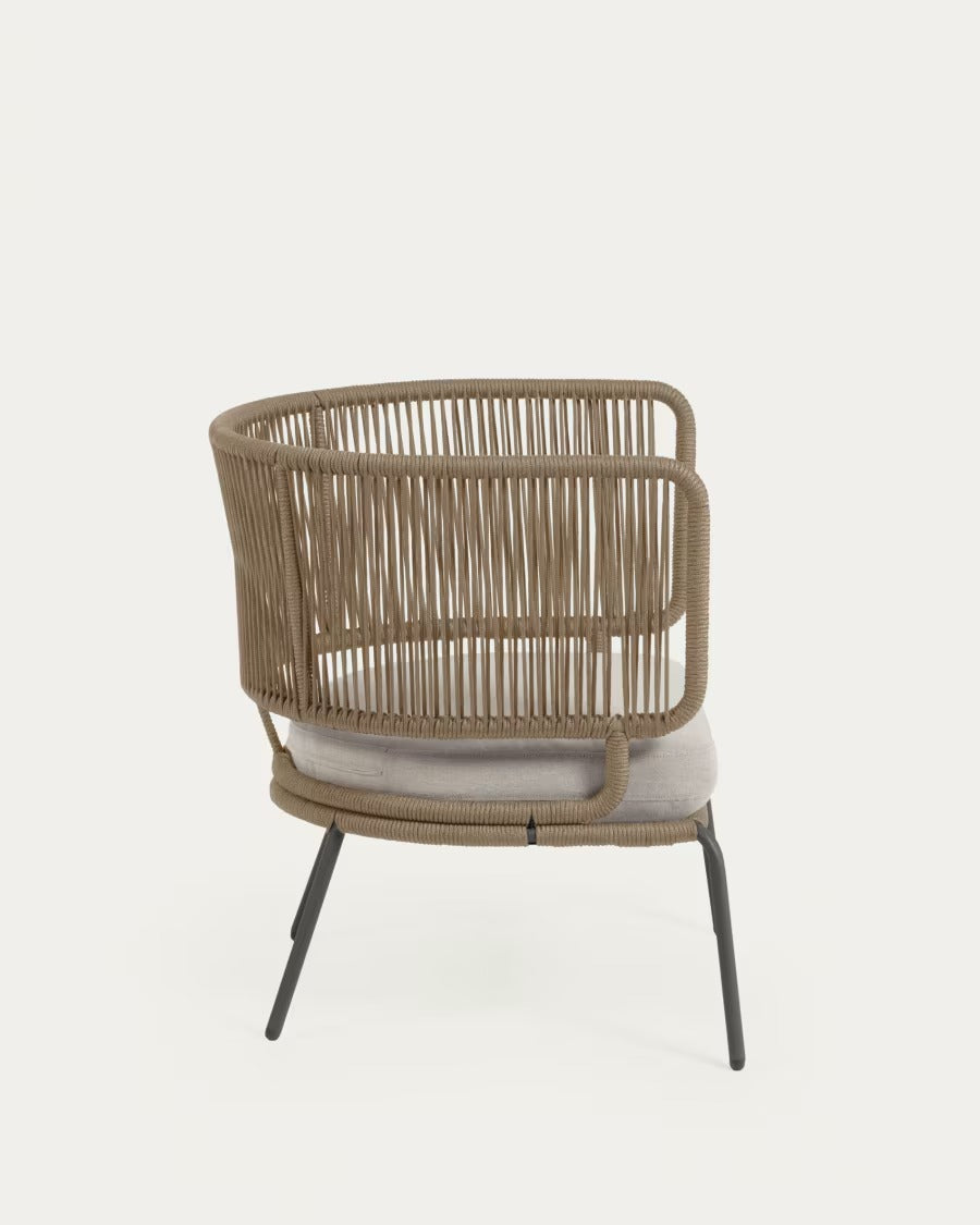 Nadin Armchair in beige cord with galvanised steel