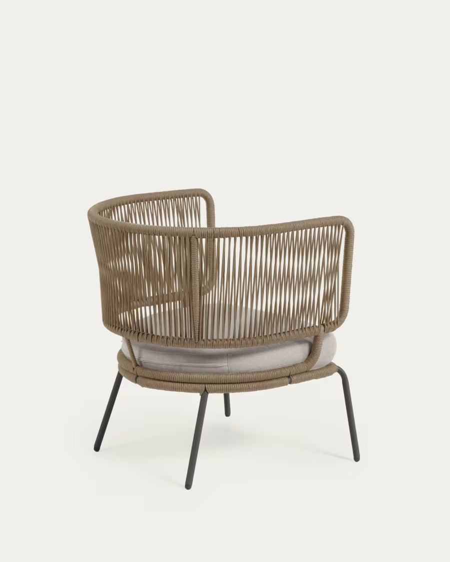 Nadin Armchair in beige cord with galvanised steel