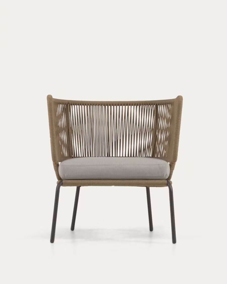 Nadin Armchair in beige cord with galvanised steel