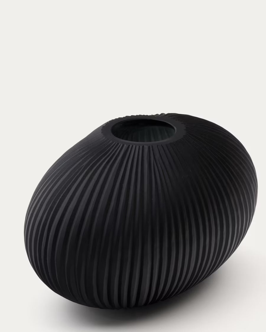 Nivra dark grey glass vase 19cm