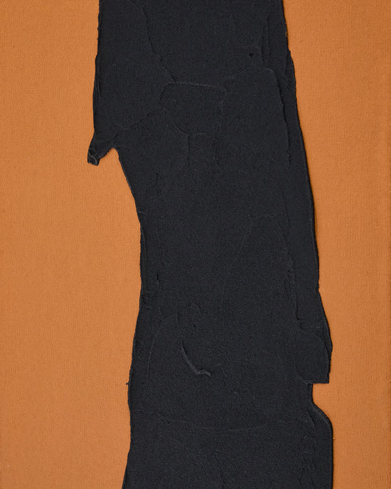 Zernu hand-painted orange and black with linen abstract picture B 42 x 65cm