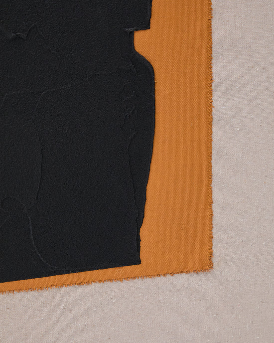 Zernu hand-painted orange and black with linen abstract picture B 42 x 65cm