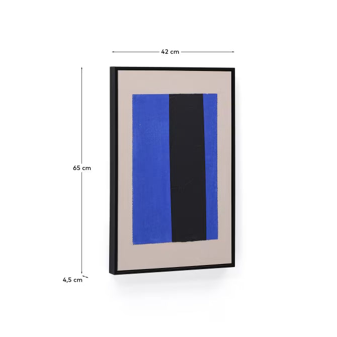 Zernu hand-painted blue and black vertical line abstract picture