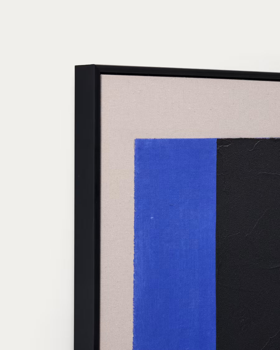 Zernu hand-painted blue and black vertical line abstract picture