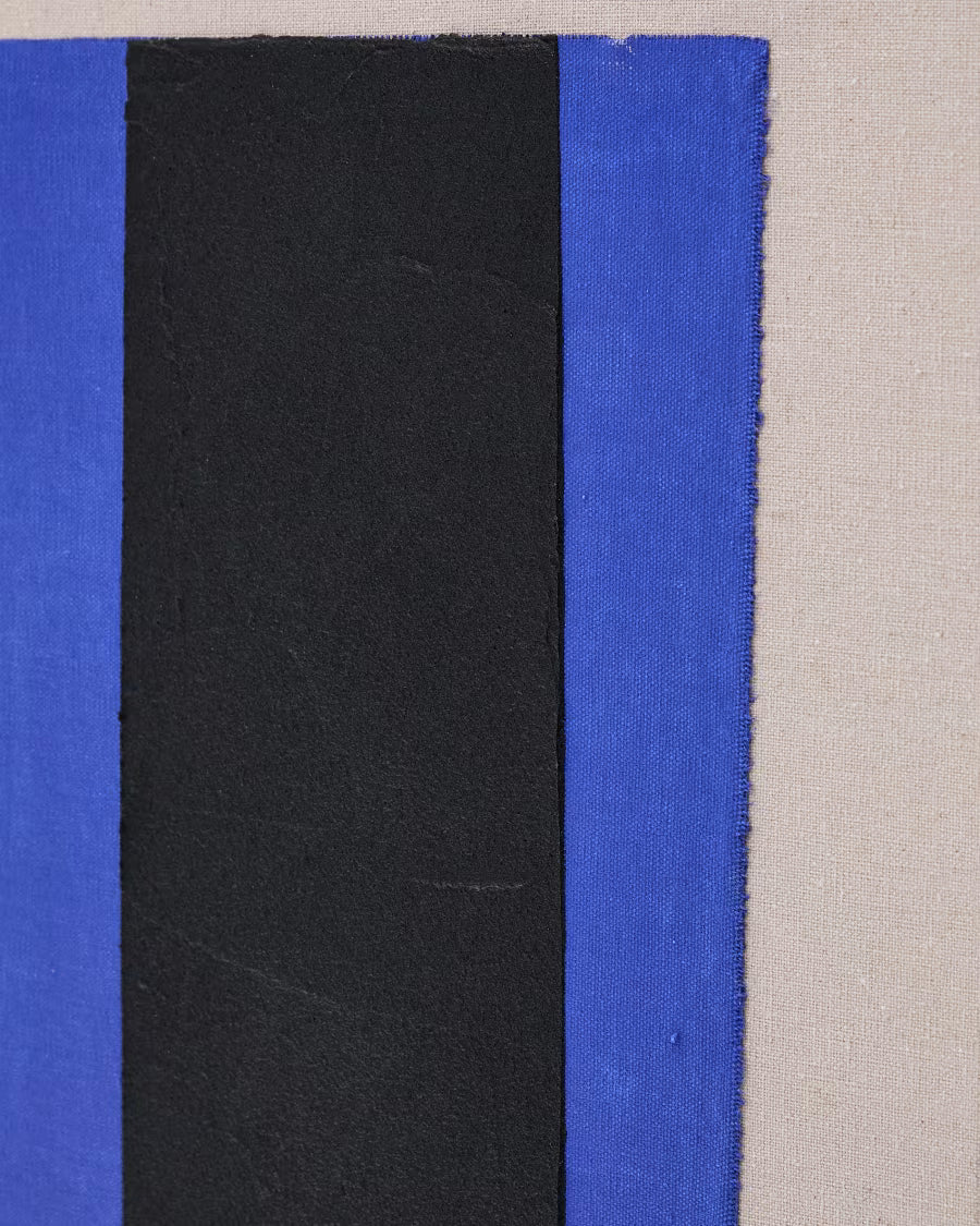 Zernu hand-painted blue and black vertical line abstract picture