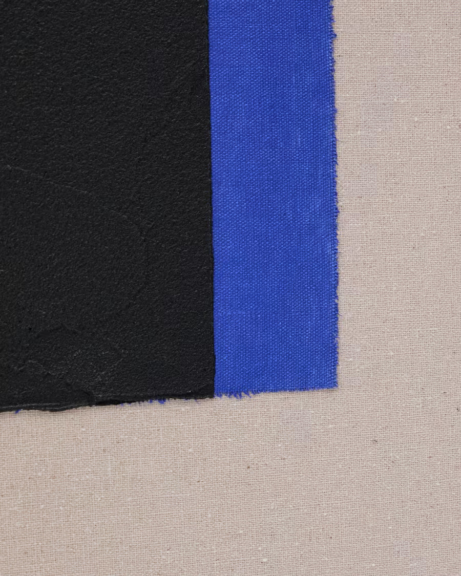 Zernu hand-painted blue and black vertical line abstract picture