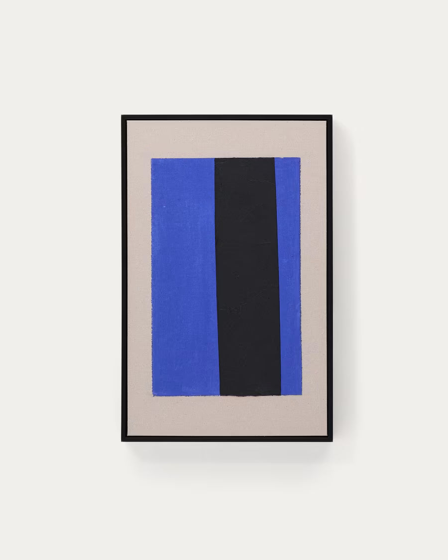 Zernu hand-painted blue and black vertical line abstract picture