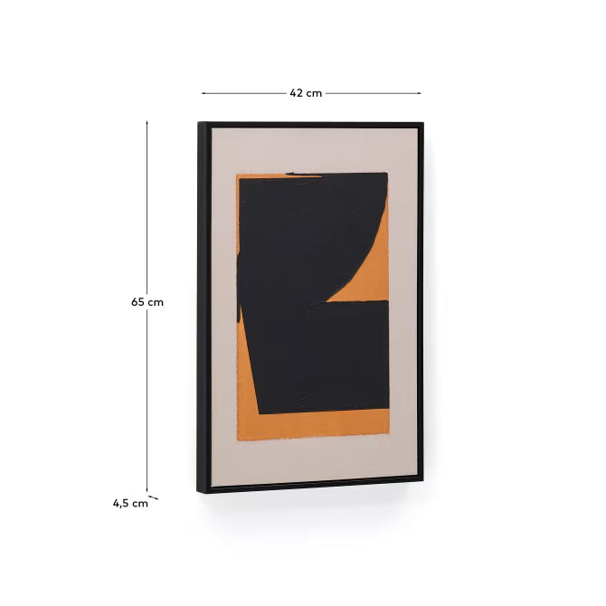 Zernu hand-painted orange and black in linen abstract picture