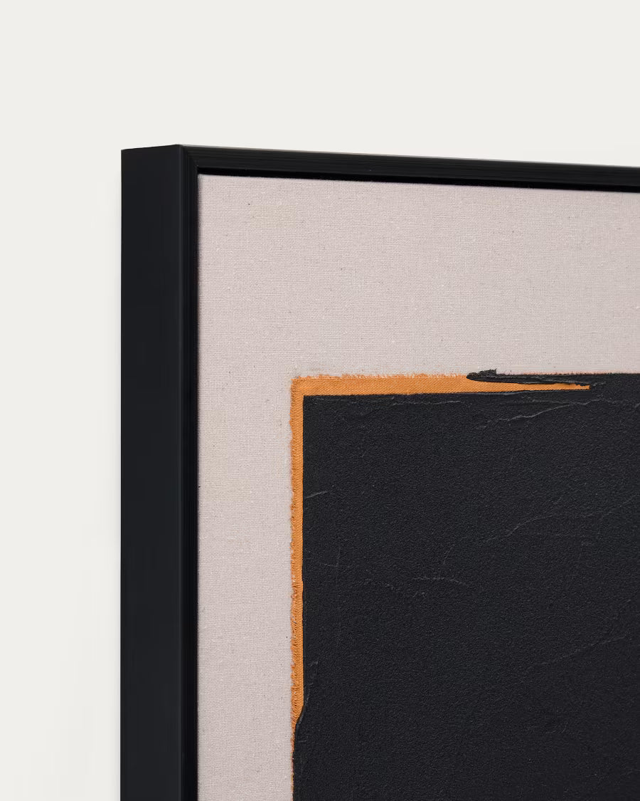 Zernu hand-painted orange and black in linen abstract picture