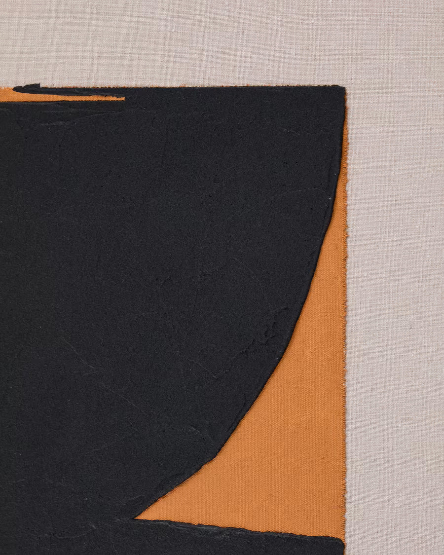 Zernu hand-painted orange and black in linen abstract picture