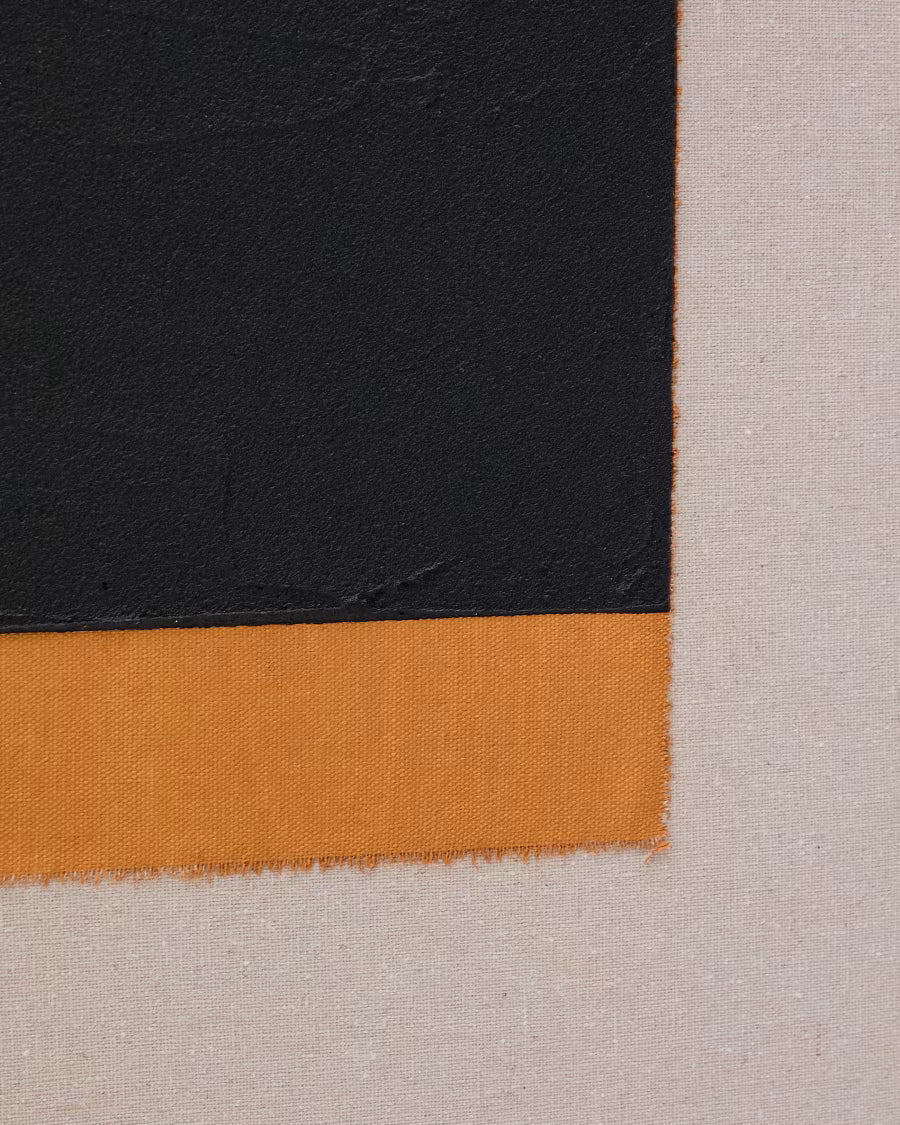 Zernu hand-painted orange and black in linen abstract picture
