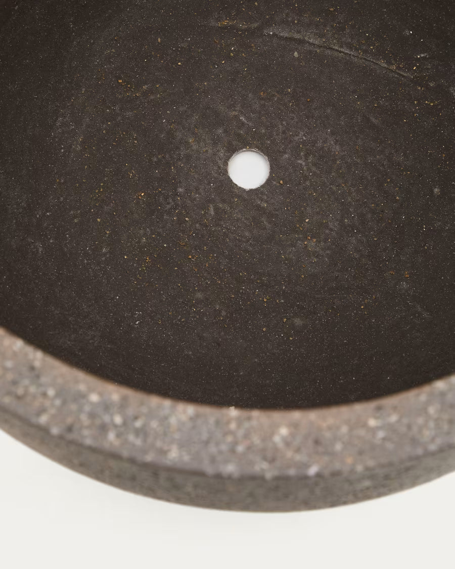 Set of 2 Selvi planters with dark brown stone effect Ø 37cm