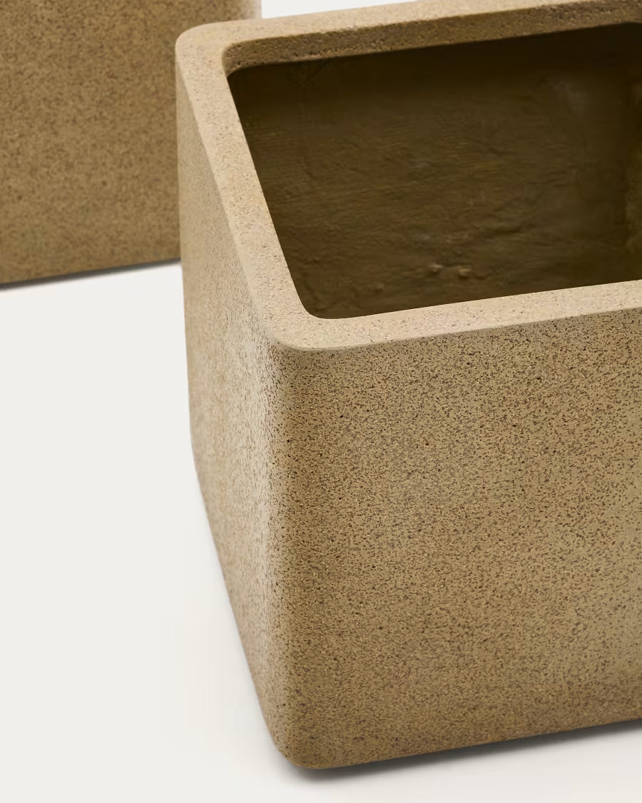 Set of 2 Minoa planters with mustard stone effect 44 x 44 cm