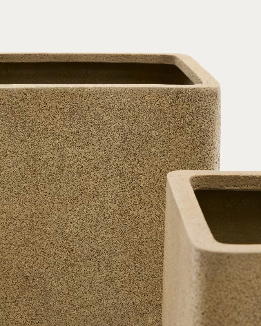 Set of 2 Minoa planters with mustard stone effect 44 x 44 cm