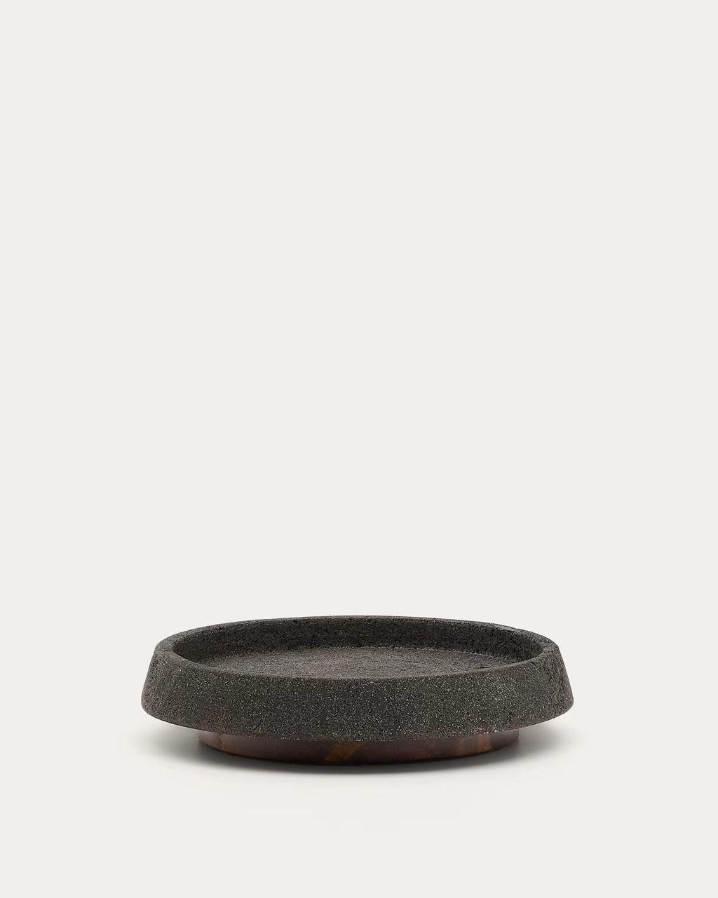 Naro centrepiece in black stone and teak wood ?38cm